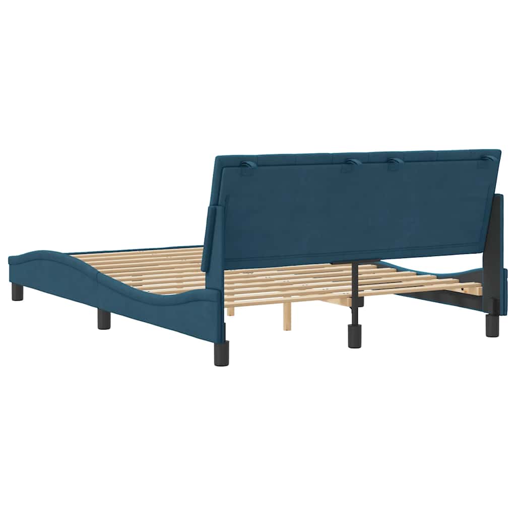 Bettgestell ohne Matratze "Hanko" Blau 140x200 cm Samt