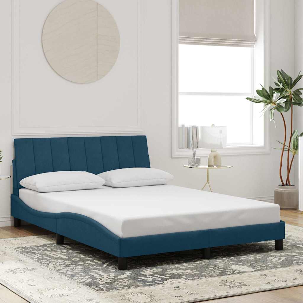 Bettgestell ohne Matratze "Hanko" Blau 140x200 cm Samt