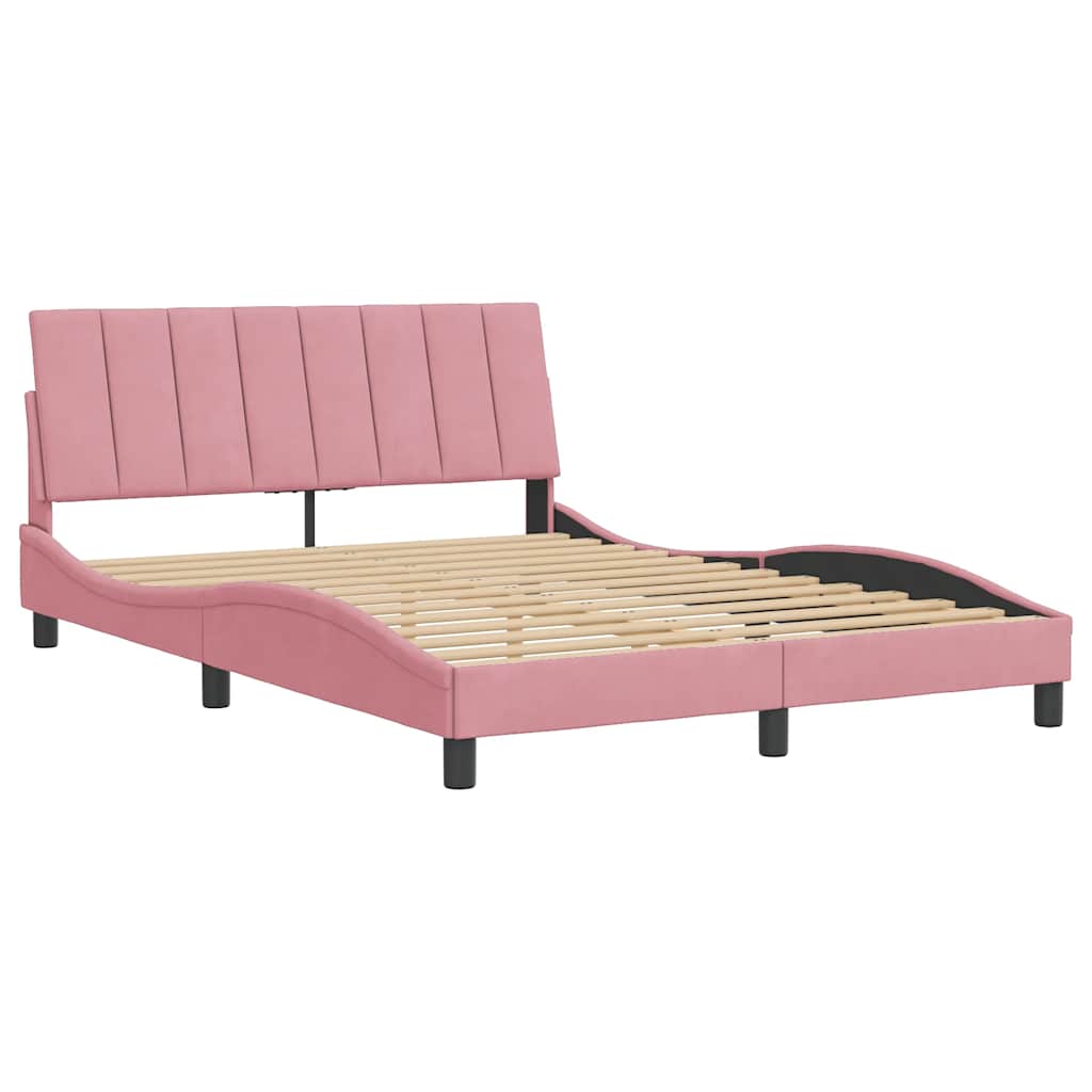Bettgestell ohne Matratze "Hanko" Rosa 140x200 cm Samt