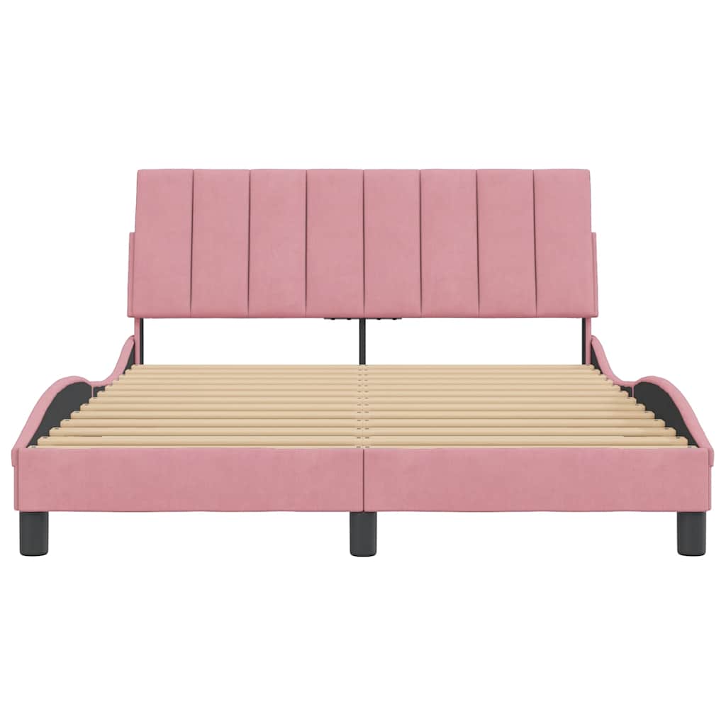 Bettgestell ohne Matratze "Hanko" Rosa 140x200 cm Samt