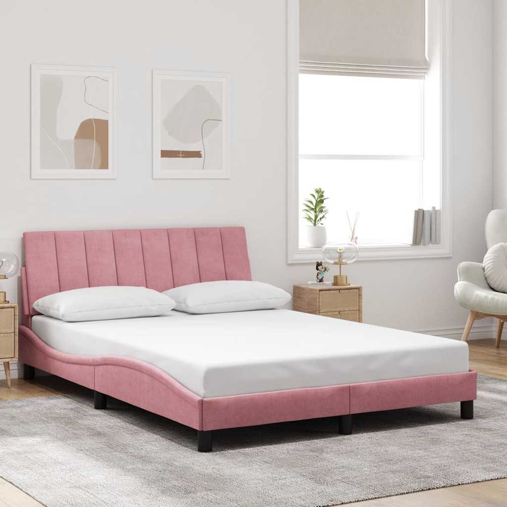 Bettgestell ohne Matratze "Hanko" Rosa 140x200 cm Samt