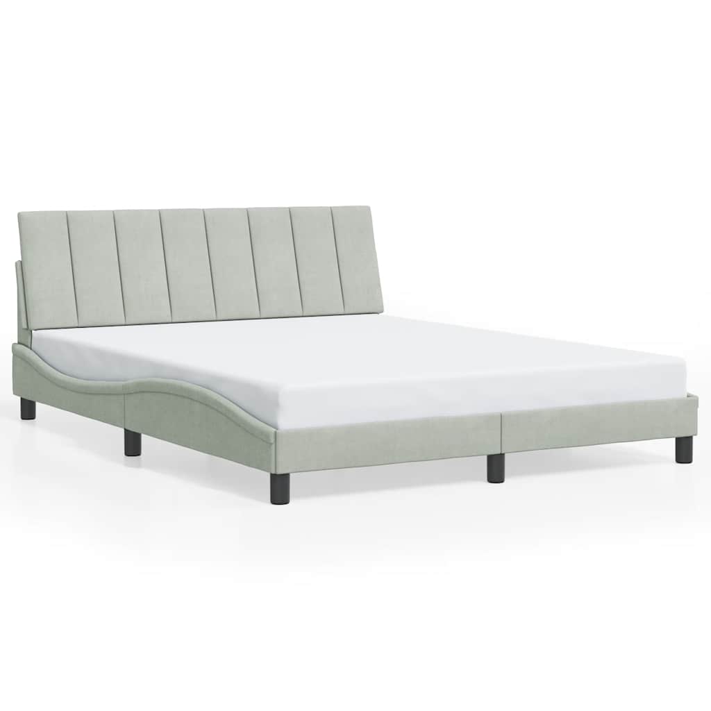 Bettgestell ohne Matratze "Hanko" Hellgrau 160x200 cm Samt