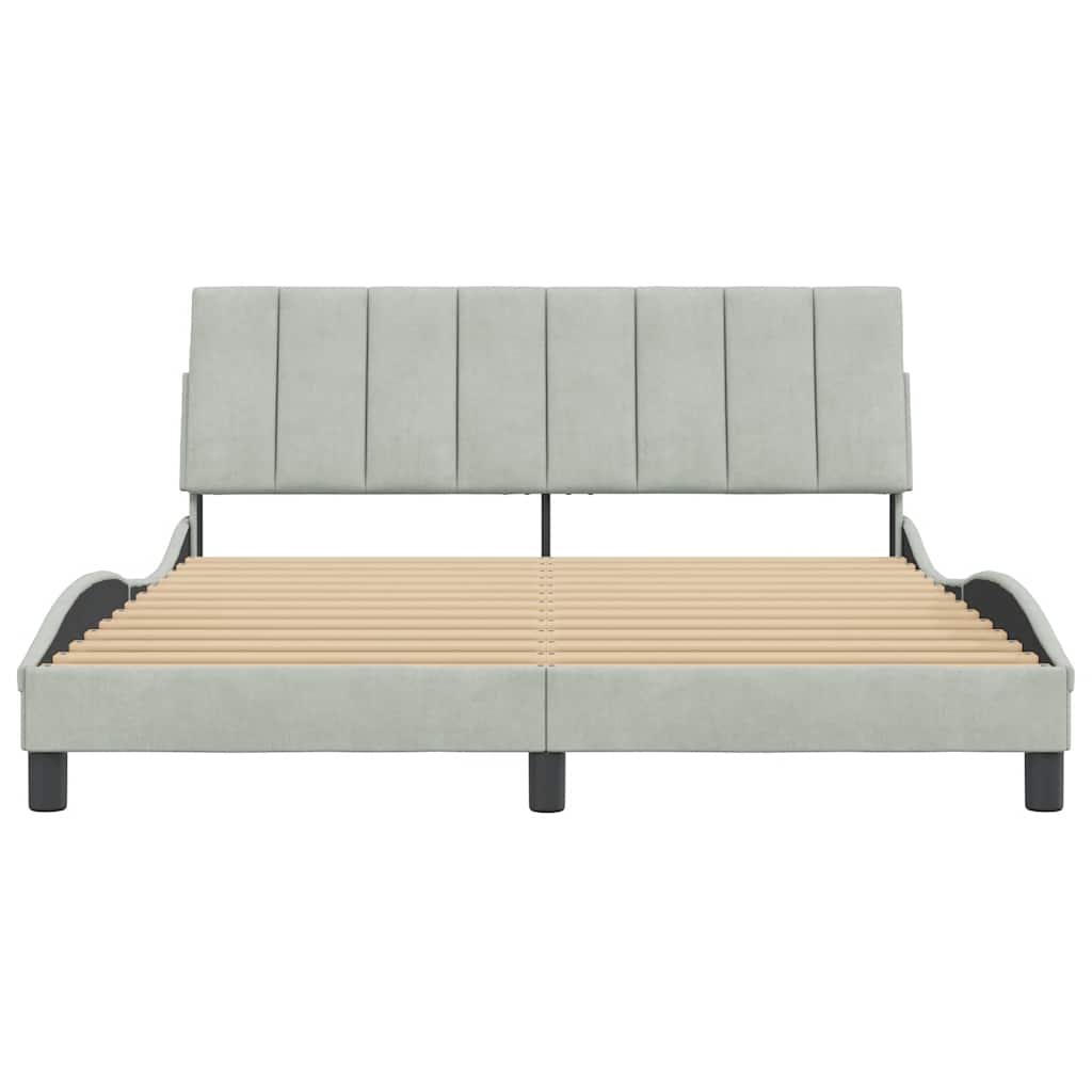 Bettgestell ohne Matratze "Hanko" Hellgrau 160x200 cm Samt