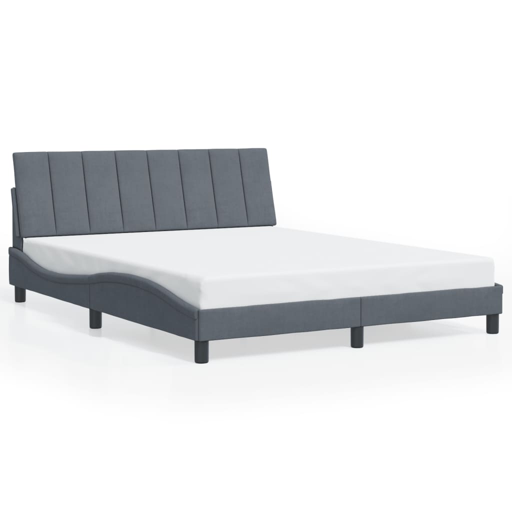 Bed frame without mattress dark grey 160x200 cm velvet