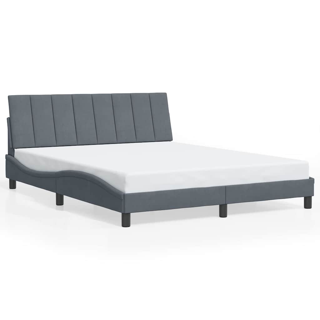 Bettgestell ohne Matratze "Hanko" Dunkelgrau 160x200 cm Samt