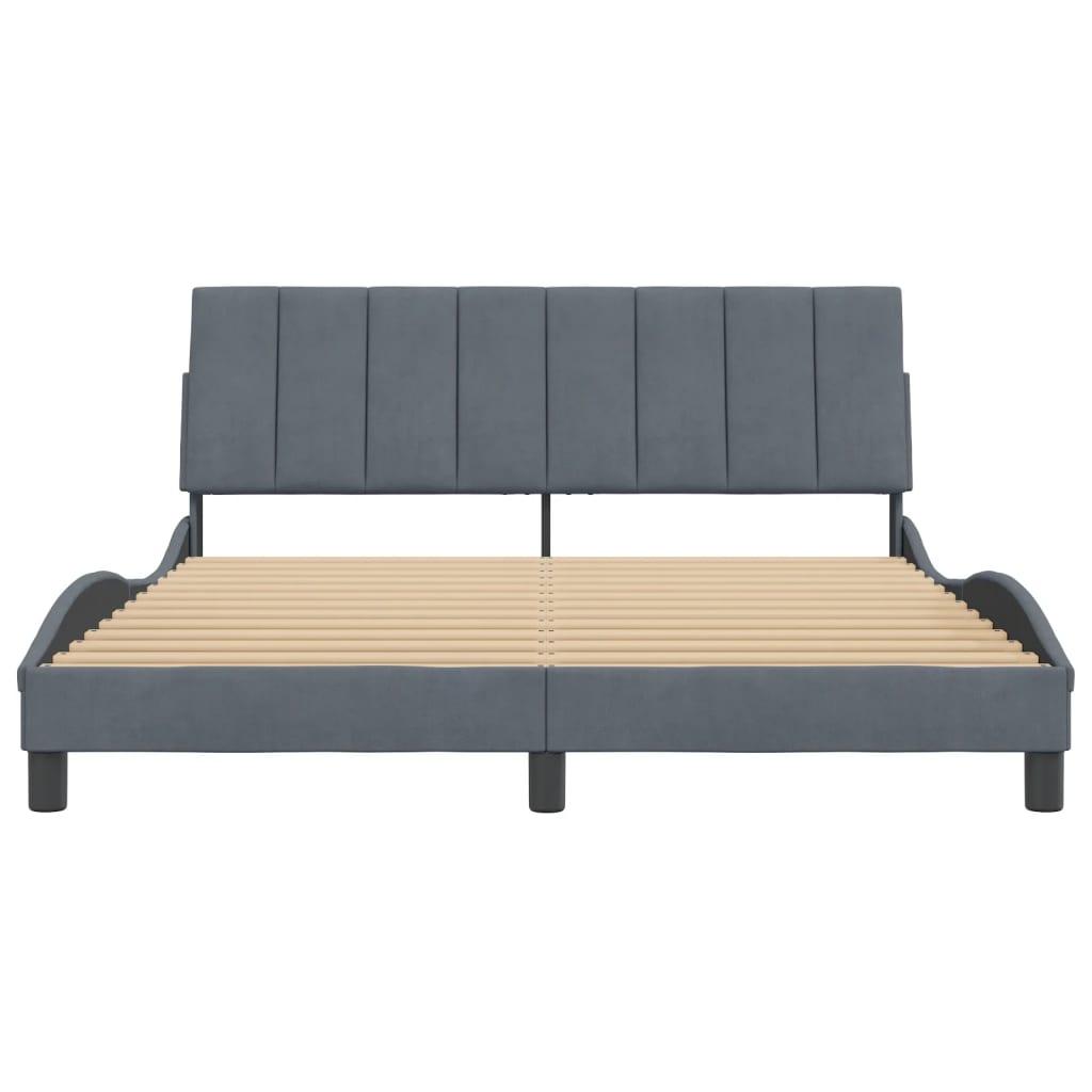 Bed frame without mattress dark grey 160x200 cm velvet