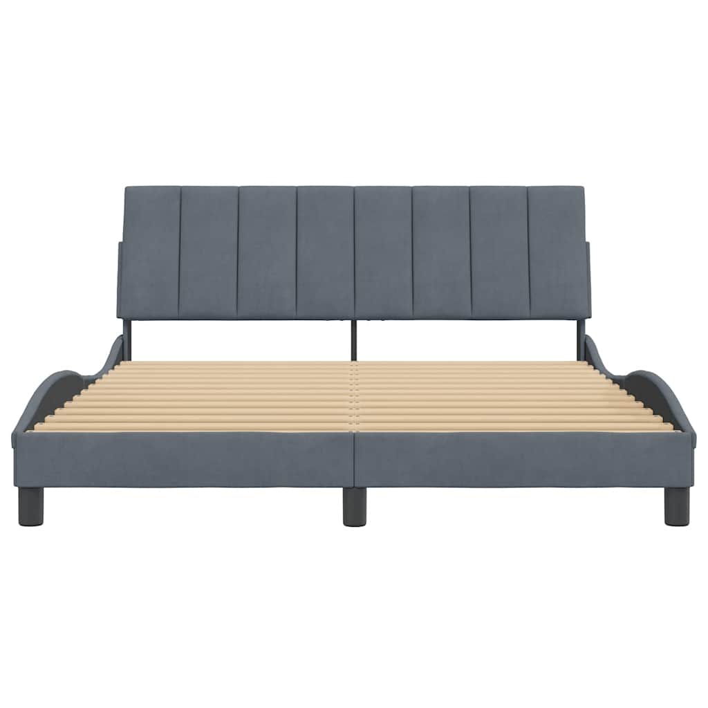Bettgestell ohne Matratze "Hanko" Dunkelgrau 160x200 cm Samt