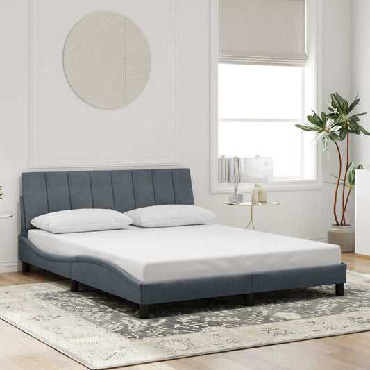 Bettgestell ohne Matratze "Hanko" Dunkelgrau 160x200 cm Samt