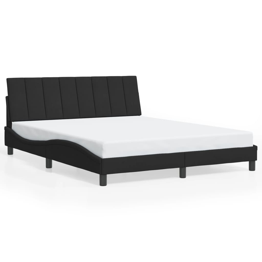 Cadre de lit sans matelas « Hanko » Noir 160x200 cm Velours