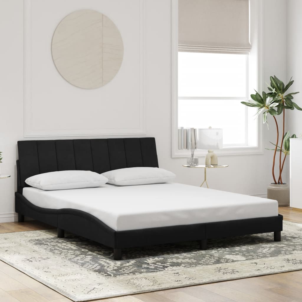Cadre de lit sans matelas « Hanko » Noir 160x200 cm Velours