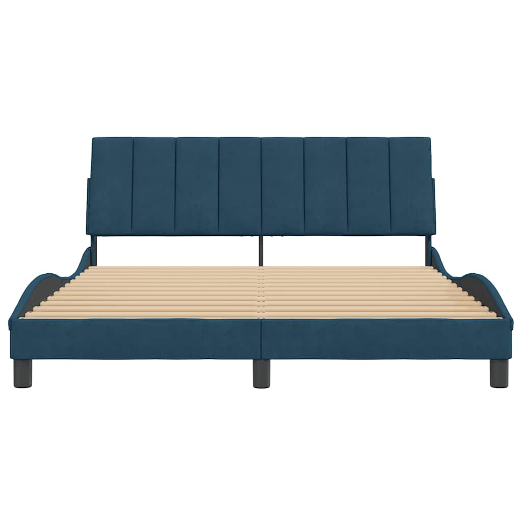 Bettgestell ohne Matratze "Hanko" Blau 160x200 cm Samt