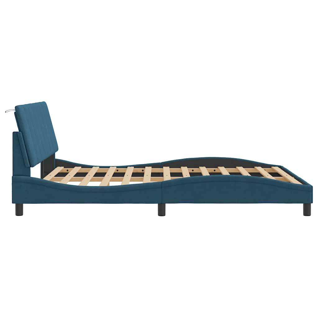 Bettgestell ohne Matratze "Hanko" Blau 160x200 cm Samt