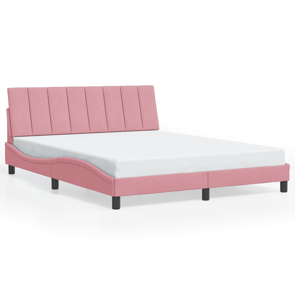 Cadre de lit sans matelas "Hanko" rose 160x200 cm velours