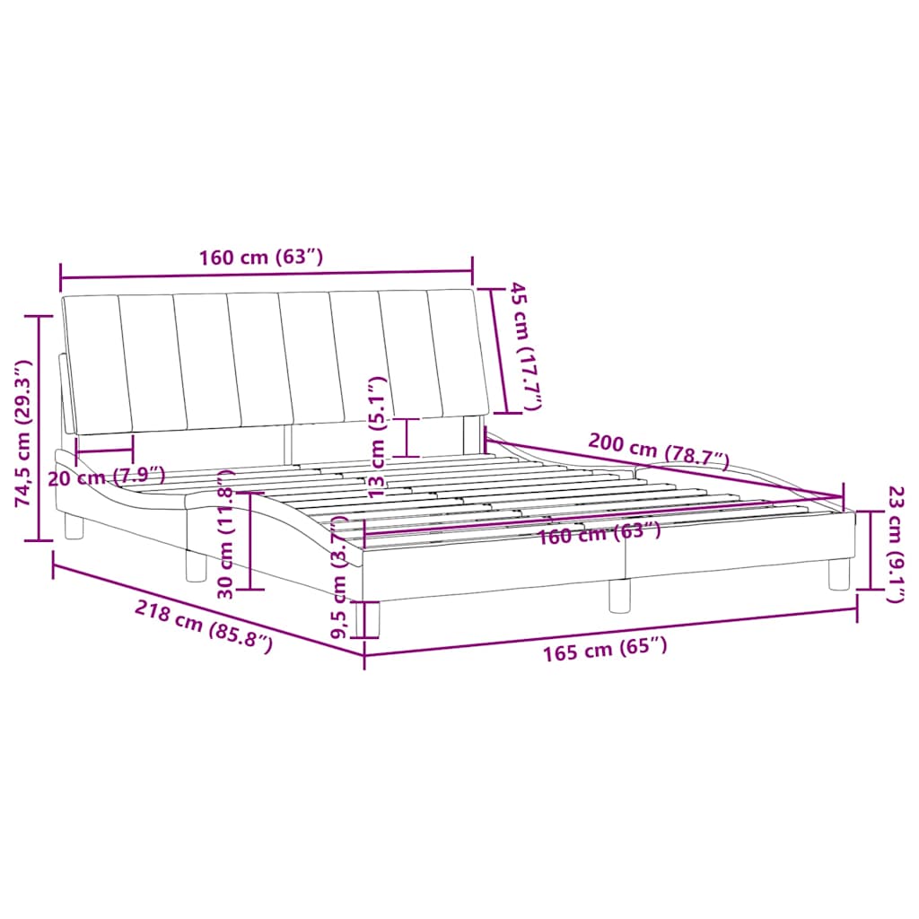 Bettgestell ohne Matratze "Hanko" Rosa 160x200 cm Samt