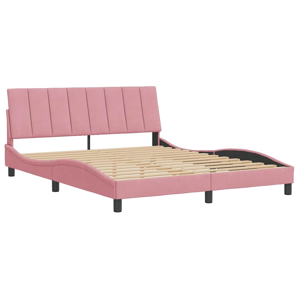 Bettgestell ohne Matratze "Hanko" Rosa 160x200 cm Samt