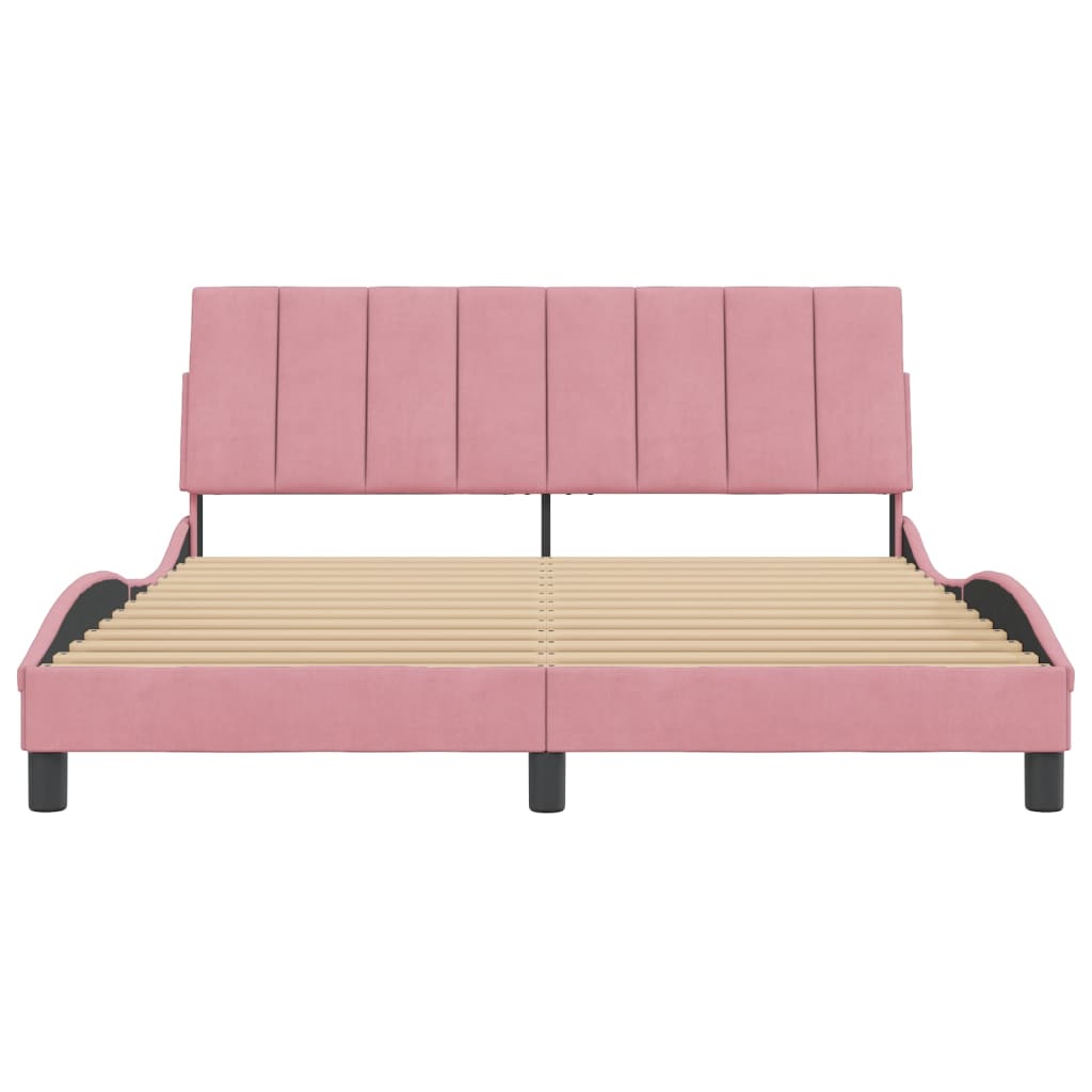 Cadre de lit sans matelas "Hanko" rose 160x200 cm velours