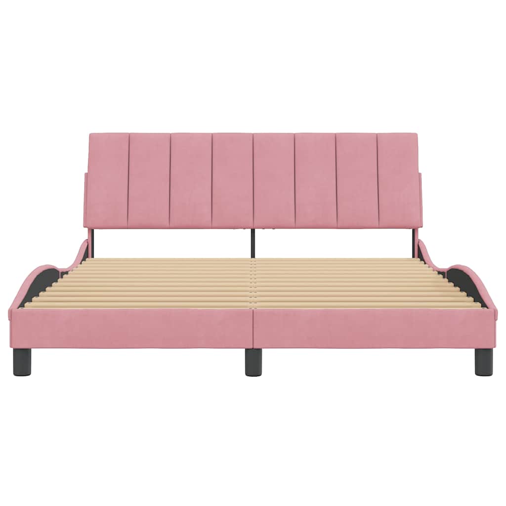 Bettgestell ohne Matratze "Hanko" Rosa 160x200 cm Samt
