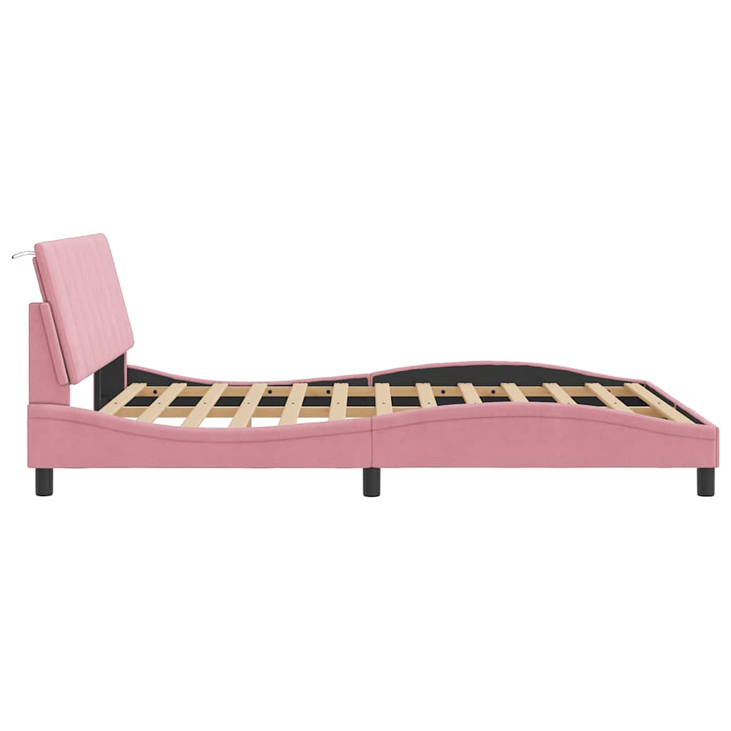 Bettgestell ohne Matratze "Hanko" Rosa 160x200 cm Samt