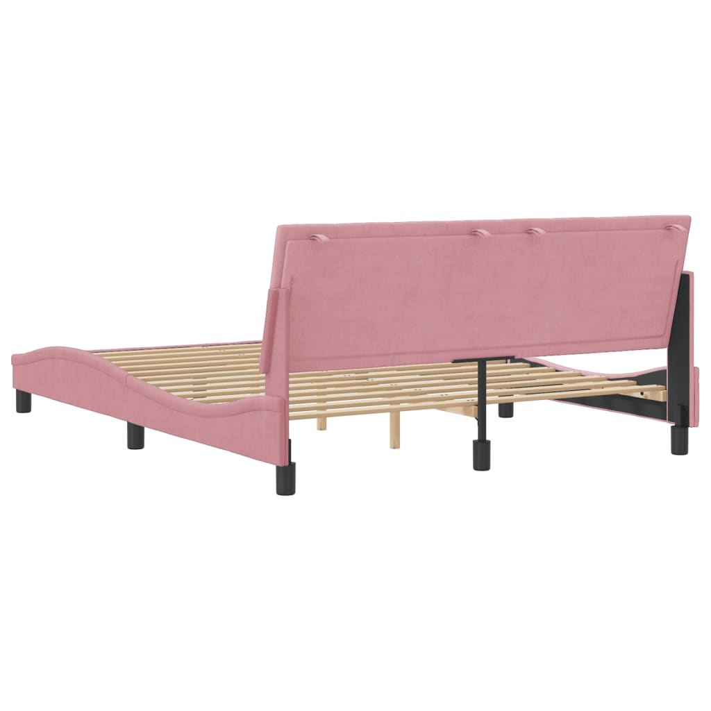 Cadre de lit sans matelas "Hanko" rose 160x200 cm velours