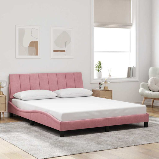 Bettgestell ohne Matratze "Hanko" Rosa 160x200 cm Samt