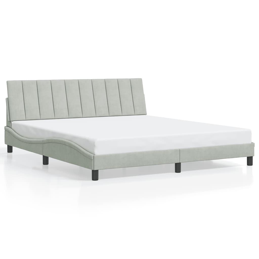 Bettgestell ohne Matratze "Hanko" Hellgrau 180x200 cm Samt