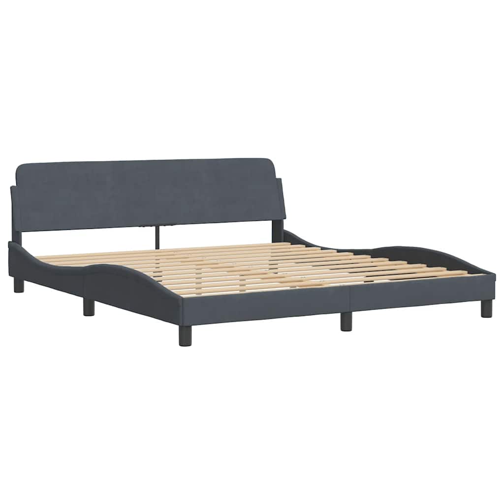 Bettgestell ohne Matratze "Hanko" Dunkelgrau 180x200 cm Samt