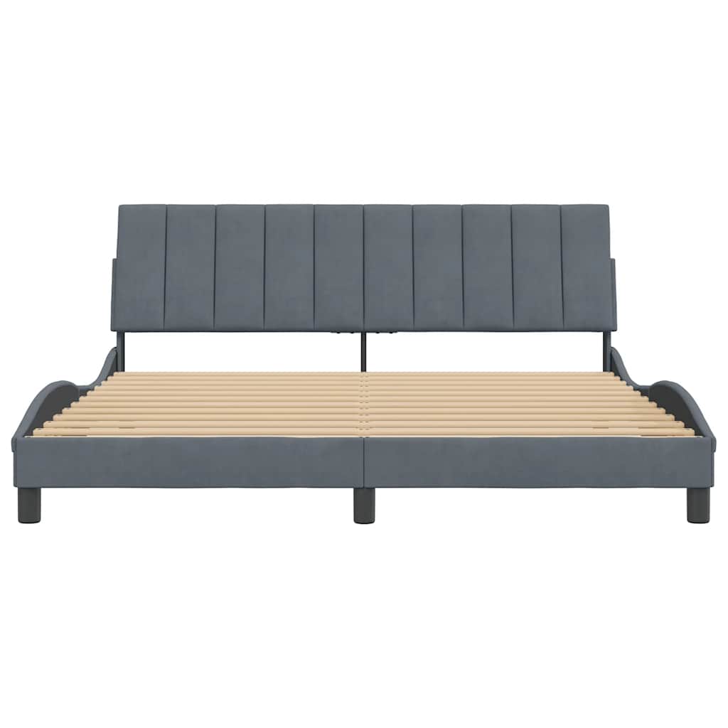 Bettgestell ohne Matratze "Hanko" Dunkelgrau 180x200 cm Samt