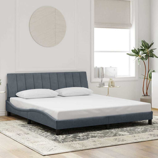 Bettgestell ohne Matratze "Hanko" Dunkelgrau 180x200 cm Samt