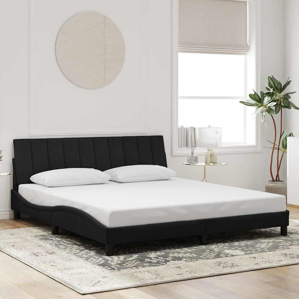 Bettgestell ohne Matratze "Hanko" Schwarz 180x200 cm Samt