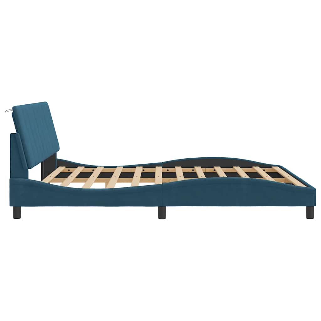Bettgestell ohne Matratze "Hanko" Blau 180x200 cm Samt