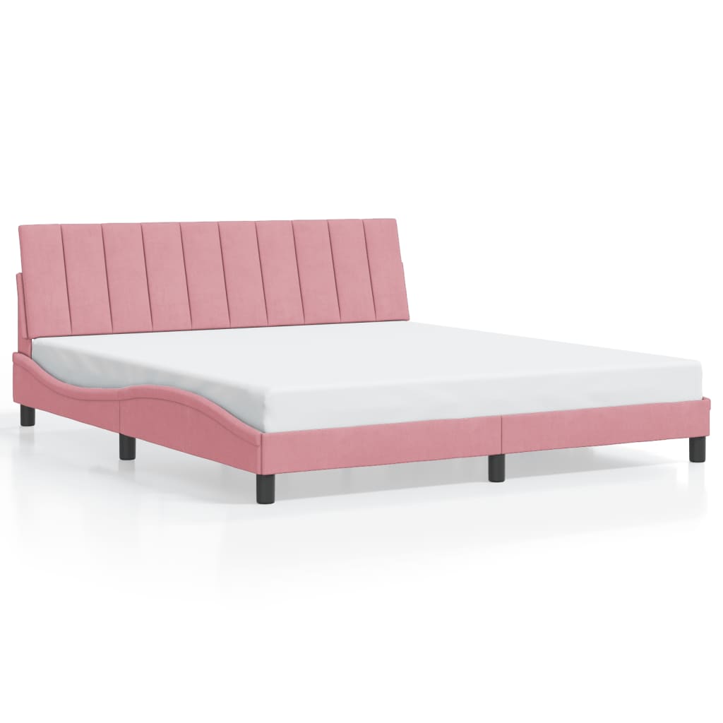 Cadre de lit sans matelas "Hanko" rose 180x200 cm velours