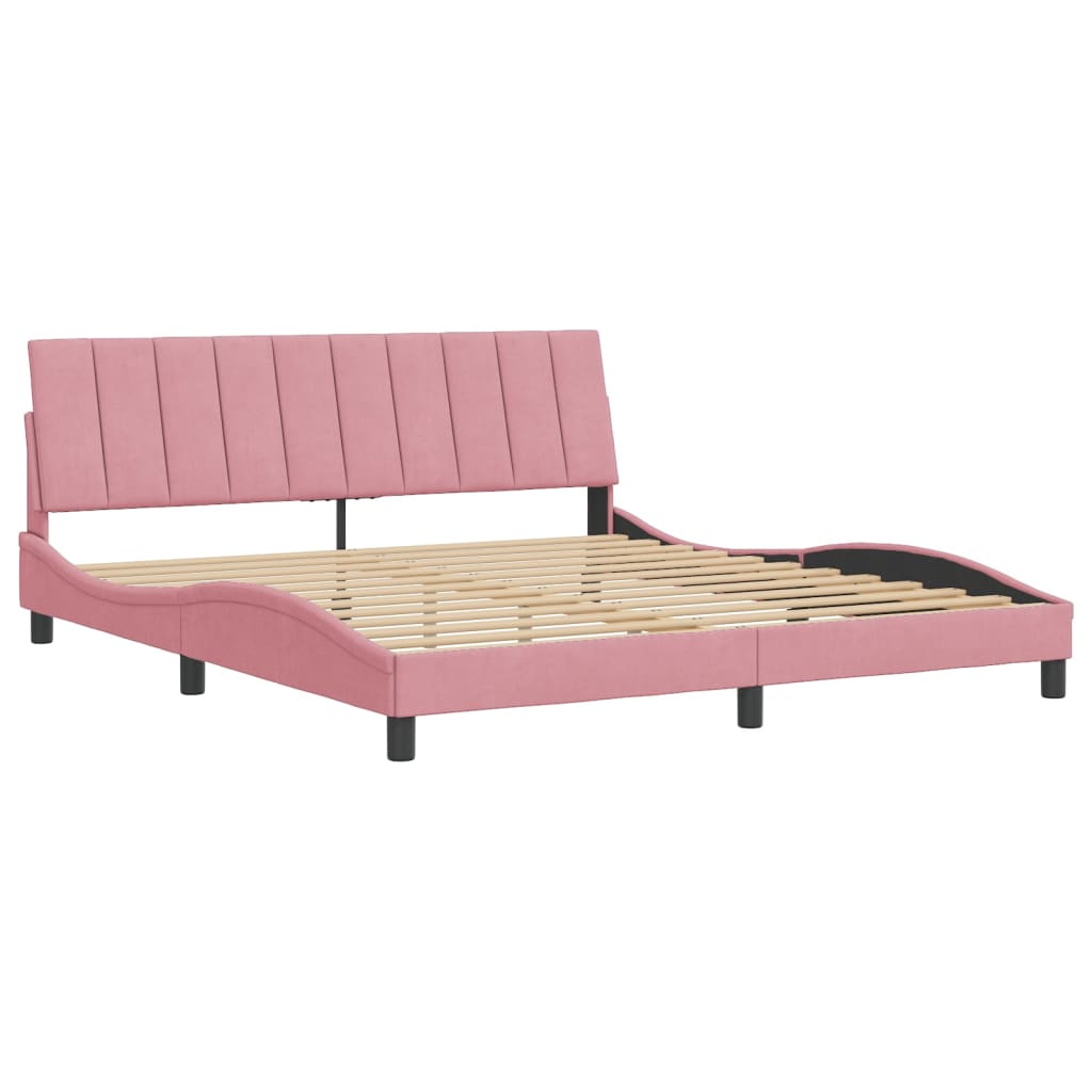Cadre de lit sans matelas "Hanko" rose 180x200 cm velours