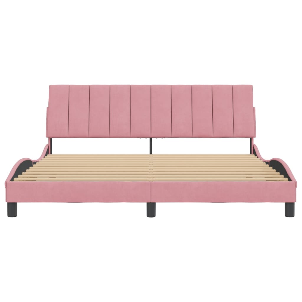Cadre de lit sans matelas "Hanko" rose 180x200 cm velours
