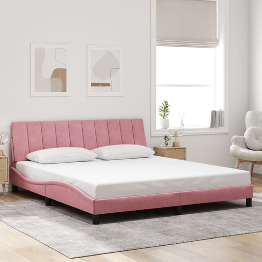 Cadre de lit sans matelas "Hanko" rose 180x200 cm velours