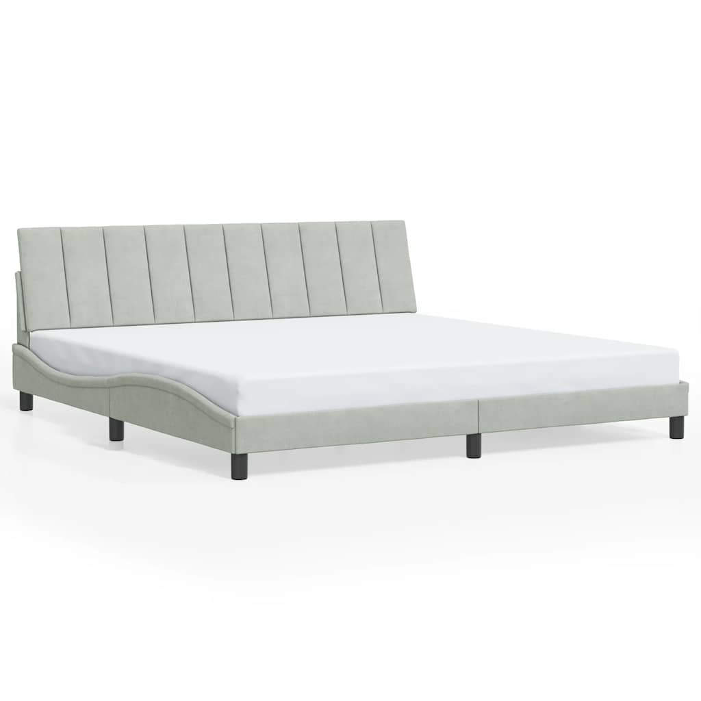 Bettgestell ohne Matratze "Hanko" Hellgrau 200x200 cm Samt