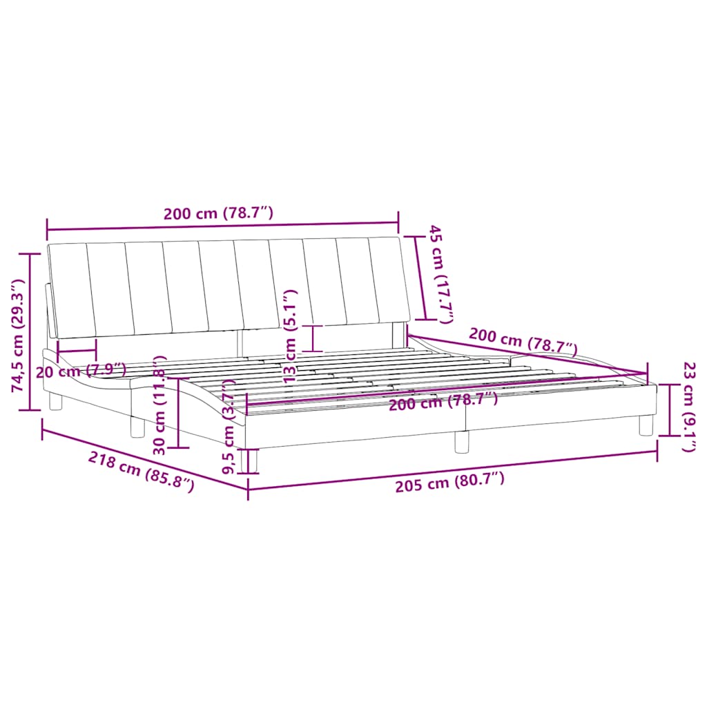 Bettgestell ohne Matratze "Hanko" Hellgrau 200x200 cm Samt