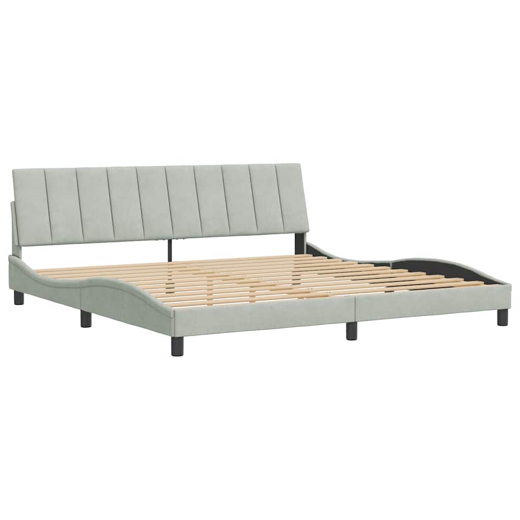 Bettgestell ohne Matratze "Hanko" Hellgrau 200x200 cm Samt