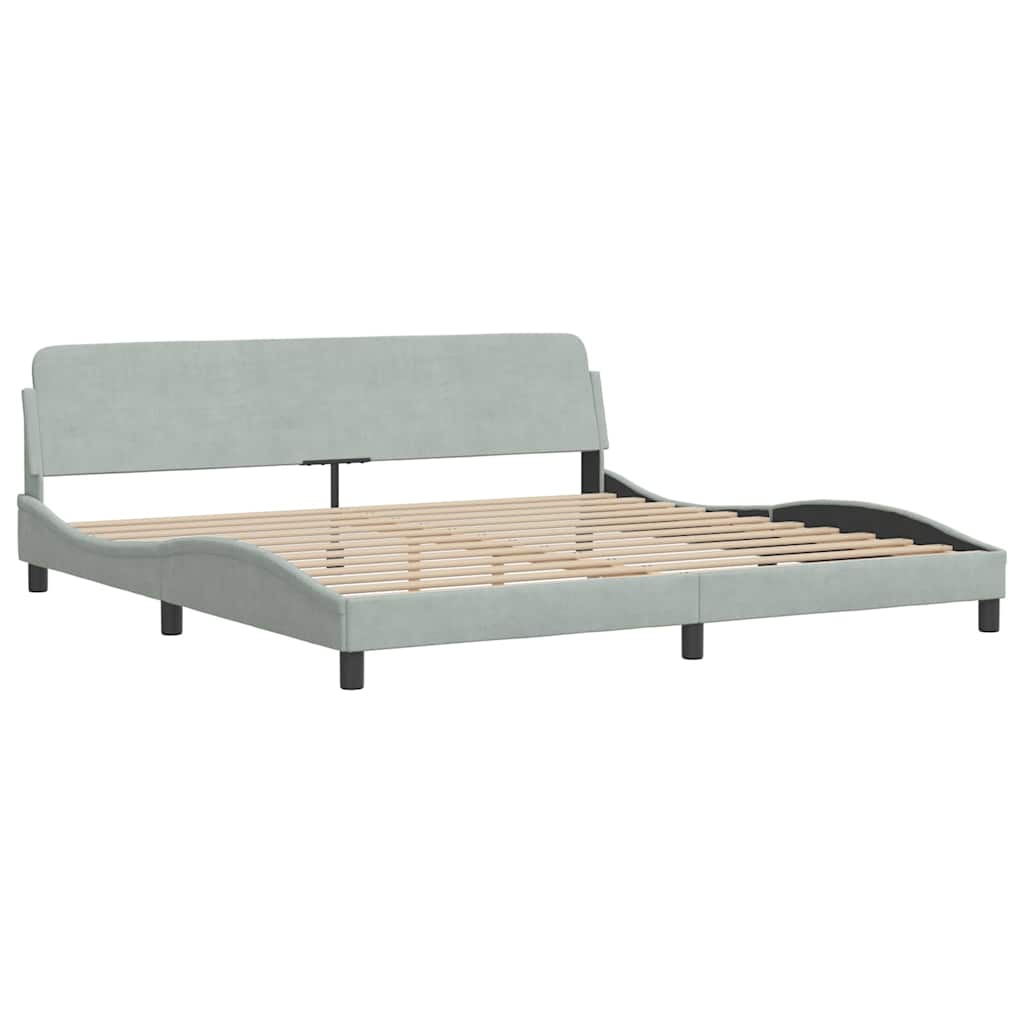 Bettgestell ohne Matratze "Hanko" Hellgrau 200x200 cm Samt