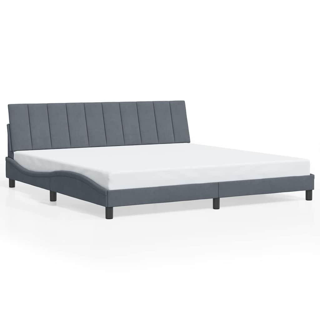 Bettgestell ohne Matratze "Hanko" Dunkelgrau 200x200 cm Samt