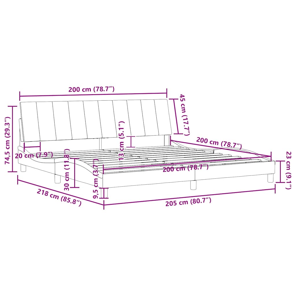 Bettgestell ohne Matratze "Hanko" Dunkelgrau 200x200 cm Samt