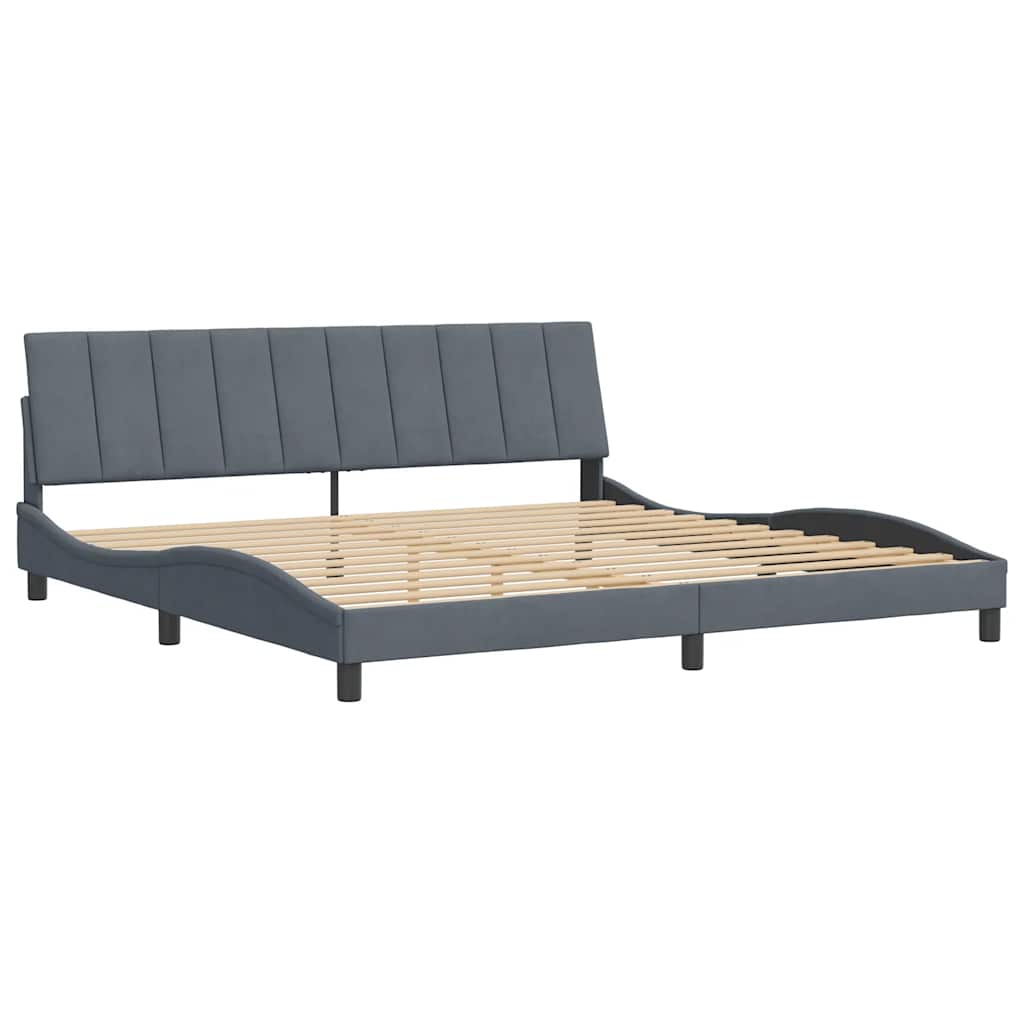 Bettgestell ohne Matratze "Hanko" Dunkelgrau 200x200 cm Samt