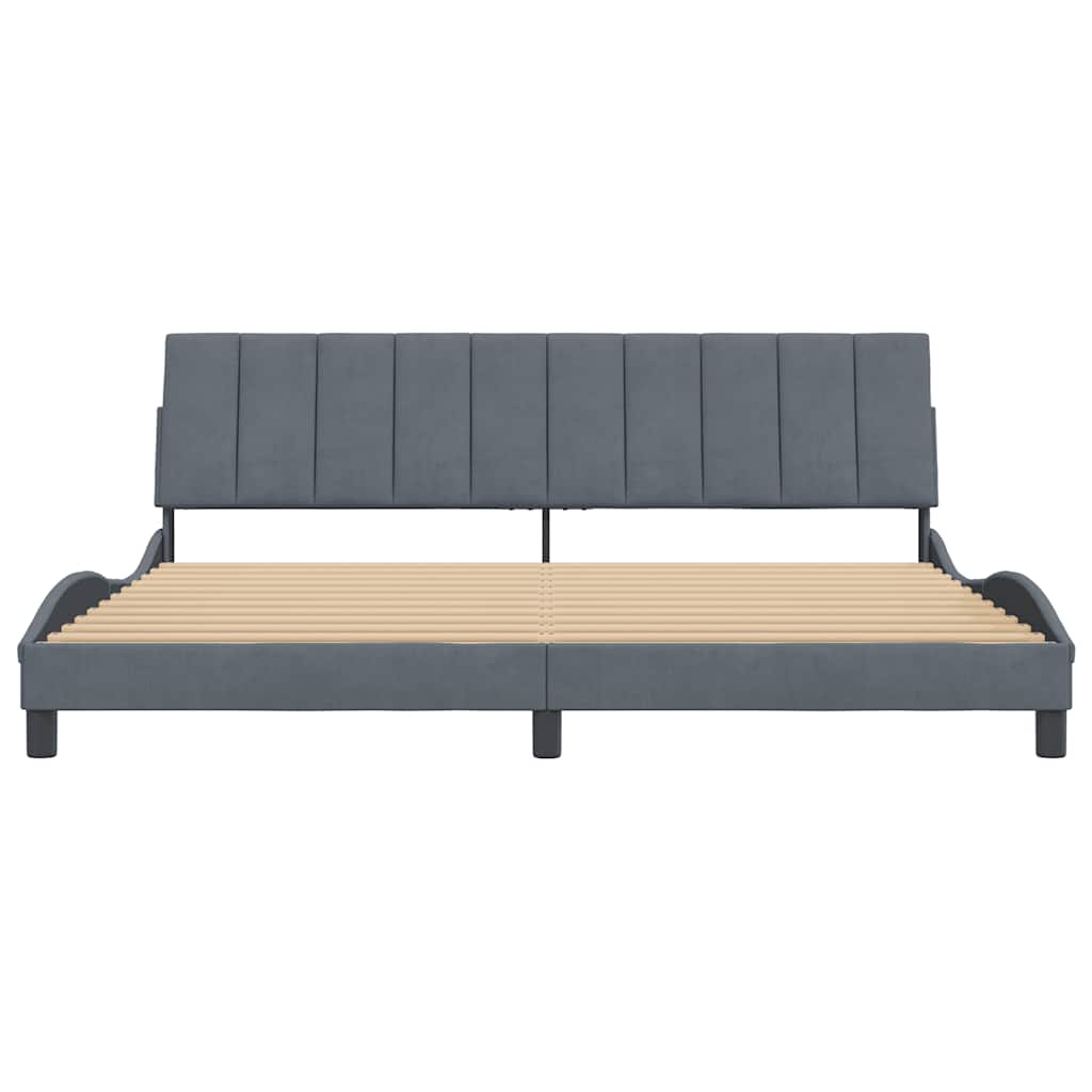Bettgestell ohne Matratze "Hanko" Dunkelgrau 200x200 cm Samt