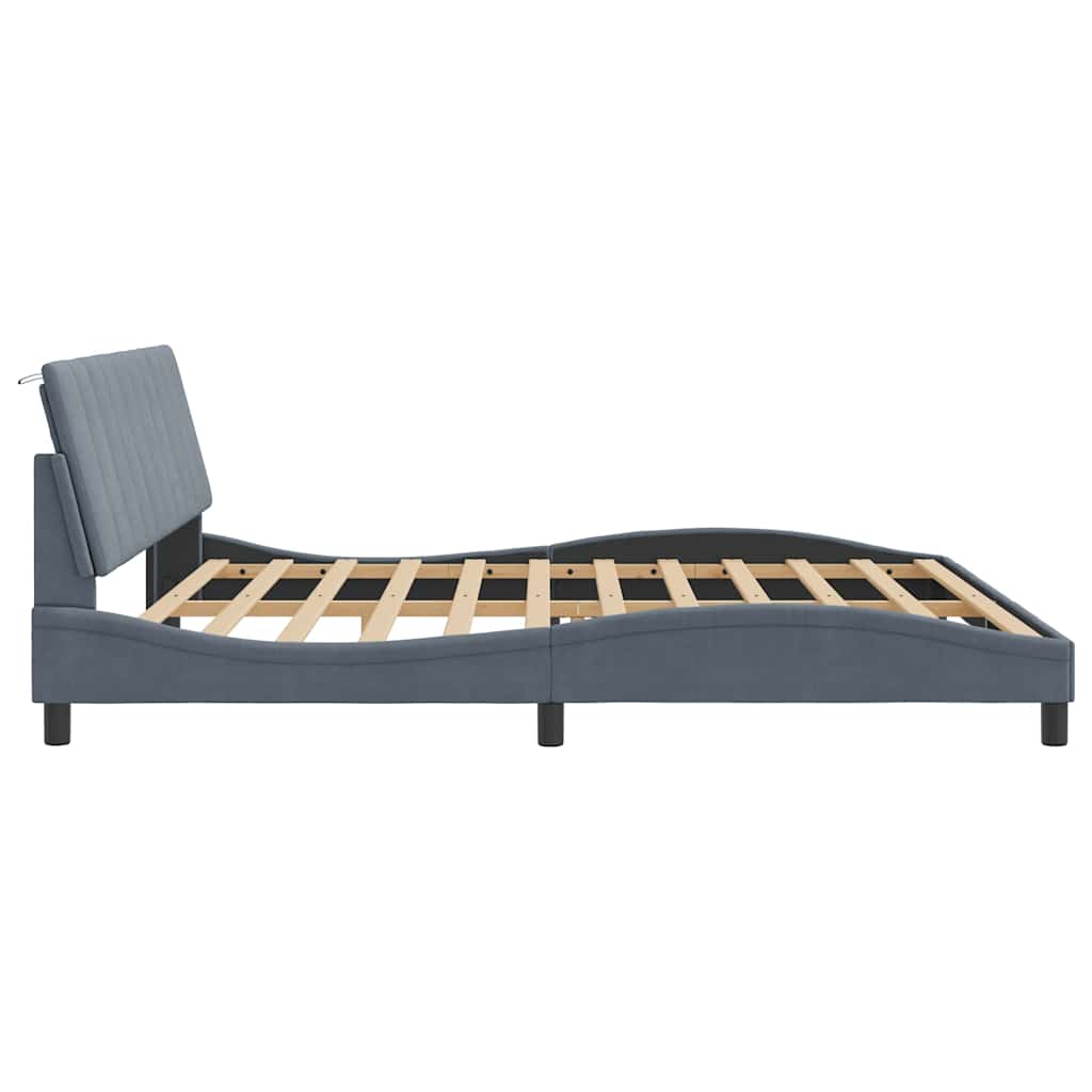 Bettgestell ohne Matratze "Hanko" Dunkelgrau 200x200 cm Samt