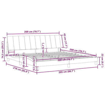 Bettgestell ohne Matratze "Hanko" Schwarz 200x200 cm Samt