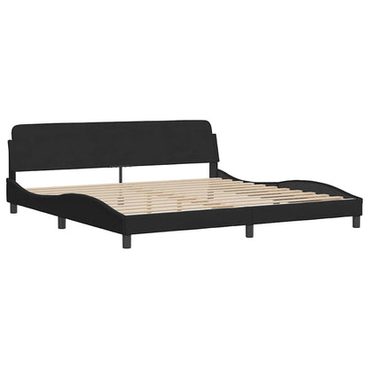 Bettgestell ohne Matratze "Hanko" Schwarz 200x200 cm Samt