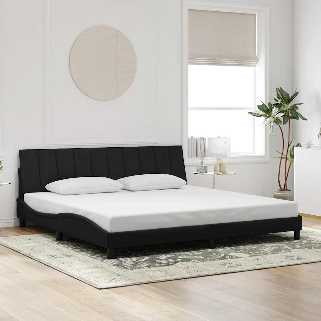 Bettgestell ohne Matratze "Hanko" Schwarz 200x200 cm Samt
