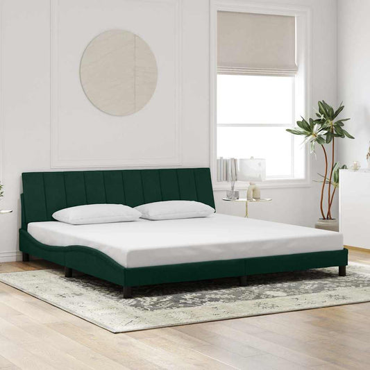 Bettgestell ohne Matratze "Hanko" Dunkelgrün 200x200 cm Samt