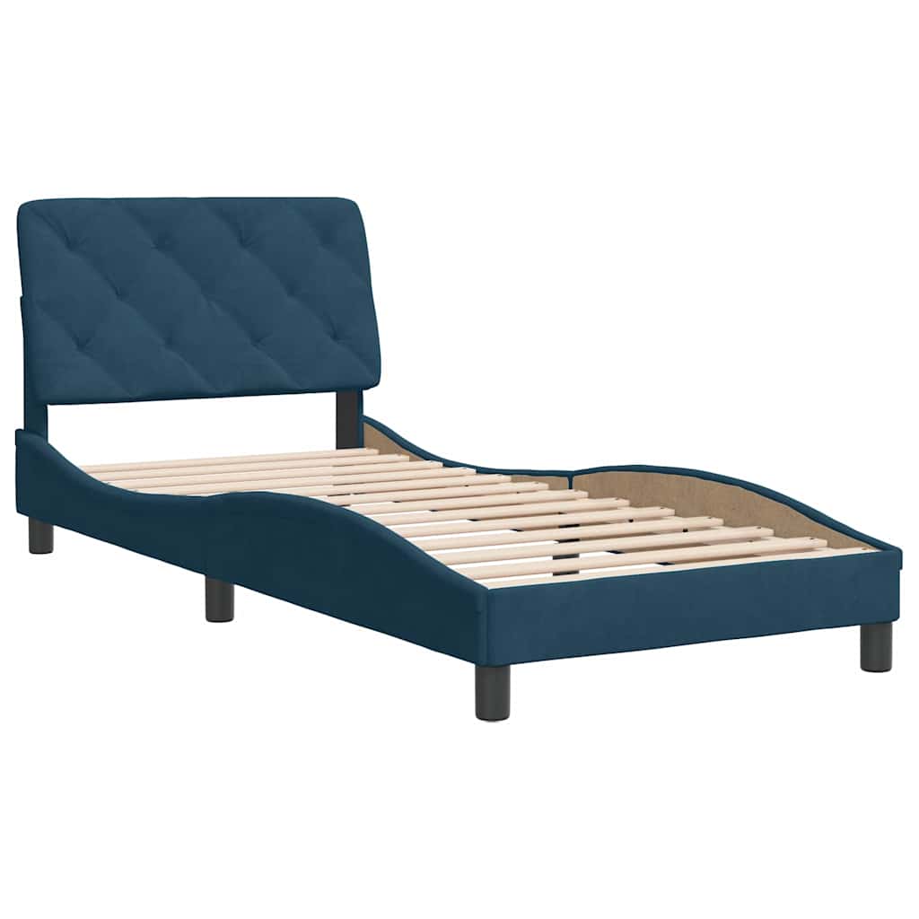 Bettgestell ohne Matratze Blau 80x200 cm Samt