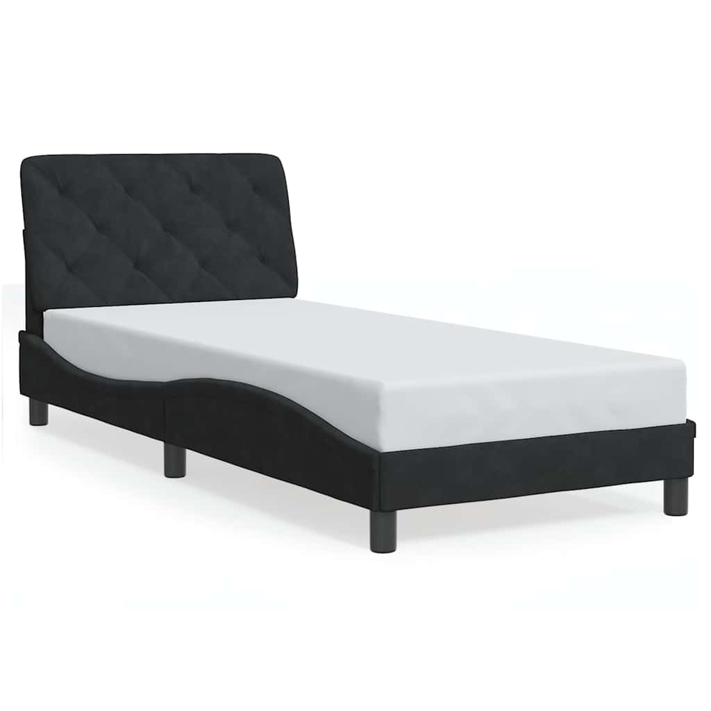 Bettgestell ohne Matratze Schwarz 90x190 cm Samt