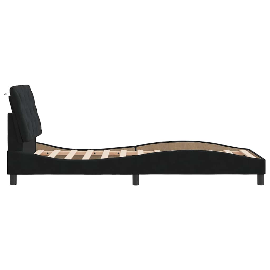Bettgestell ohne Matratze Schwarz 90x190 cm Samt